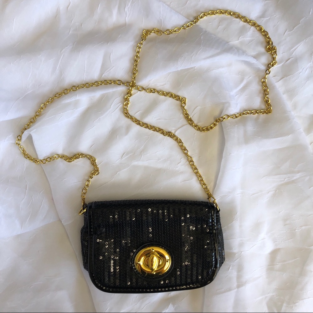 Women’s Black Sequined Crossbody Evening Bag